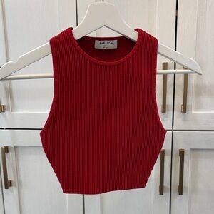 Babaton Scarlet Ribbed Sleeveless High Neck Tank